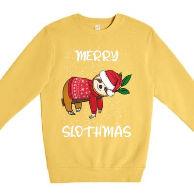 Sloth Merry Christmas Santa Sloth Merry Slothmas Cool Gift Premium Crewneck Sweatshirt