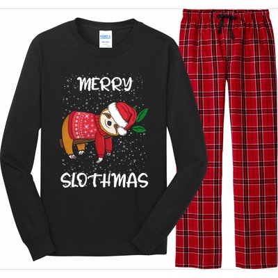 Sloth Merry Christmas Santa Sloth Merry Slothmas Cool Gift Long Sleeve Pajama Set