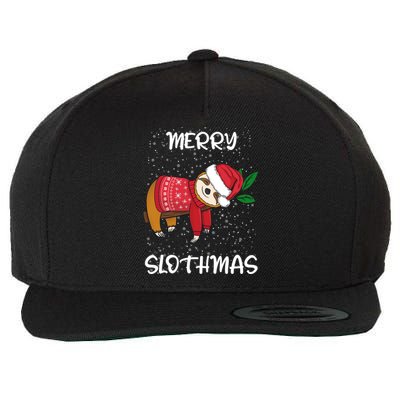 Sloth Merry Christmas Santa Sloth Merry Slothmas Cool Gift Wool Snapback Cap