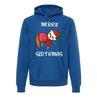 Sloth Merry Christmas Santa Sloth Merry Slothmas Cool Gift Premium Hoodie