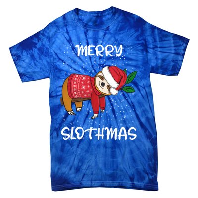 Sloth Merry Christmas Santa Sloth Merry Slothmas Cool Gift Tie-Dye T-Shirt