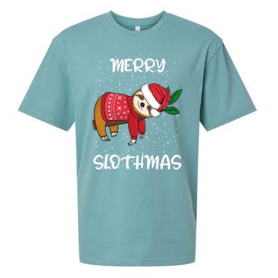 Sloth Merry Christmas Santa Sloth Merry Slothmas Cool Gift Sueded Cloud Jersey T-Shirt