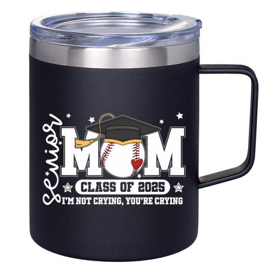 Senior Mom Class Of 2025 Baseball Funny Mom Graduation 12oz Stainless Steel Coffee Mug