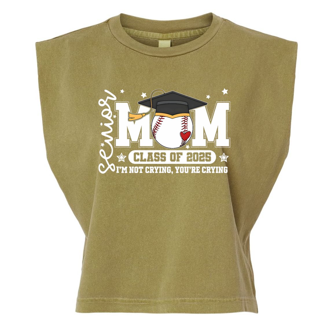 Senior Mom Class Of 2025 Baseball Funny Mom Graduation Garment-Dyed Women's Muscle Tee