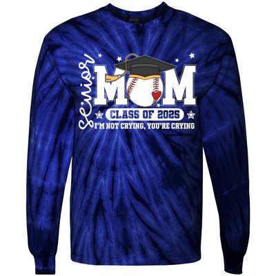 Senior Mom Class Of 2025 Baseball Funny Mom Graduation Tie-Dye Long Sleeve Shirt