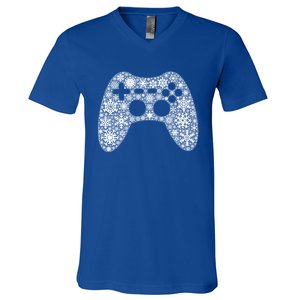 Snowflake Merry Christmas Gamers Controller Video Game Meaningful Gift V-Neck T-Shirt