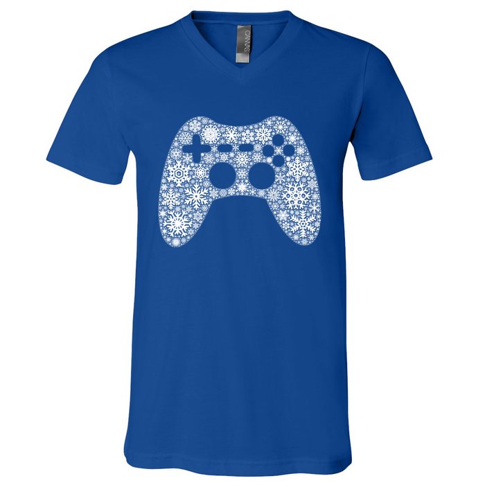 Snowflake Merry Christmas Gamers Controller Video Game Meaningful Gift V-Neck T-Shirt