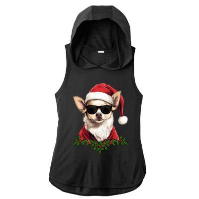 Sassy Mexican Chihuahua Santa Xmas Cool Chihuahua Christmas Gift Ladies PosiCharge Tri-Blend Wicking Draft Hoodie Tank