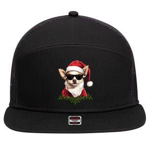 Sassy Mexican Chihuahua Santa Xmas Cool Chihuahua Christmas Gift 7 Panel Mesh Trucker Snapback Hat