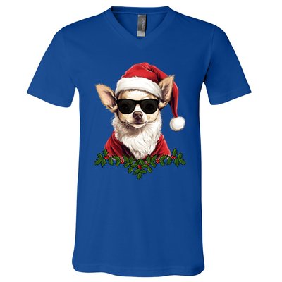 Sassy Mexican Chihuahua Santa Xmas Cool Chihuahua Christmas Gift V-Neck T-Shirt