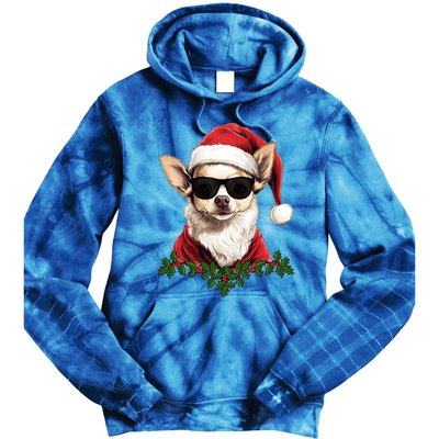 Sassy Mexican Chihuahua Santa Xmas Cool Chihuahua Christmas Gift Tie Dye Hoodie