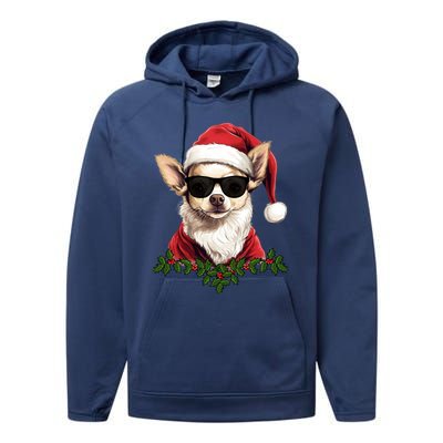 Sassy Mexican Chihuahua Santa Xmas Cool Chihuahua Christmas Gift Performance Fleece Hoodie