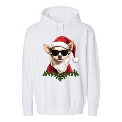 Sassy Mexican Chihuahua Santa Xmas Cool Chihuahua Christmas Gift Garment-Dyed Fleece Hoodie