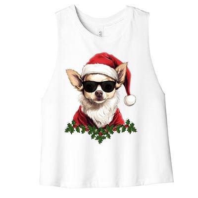 Sassy Mexican Chihuahua Santa Xmas Cool Chihuahua Christmas Gift Women's Racerback Cropped Tank