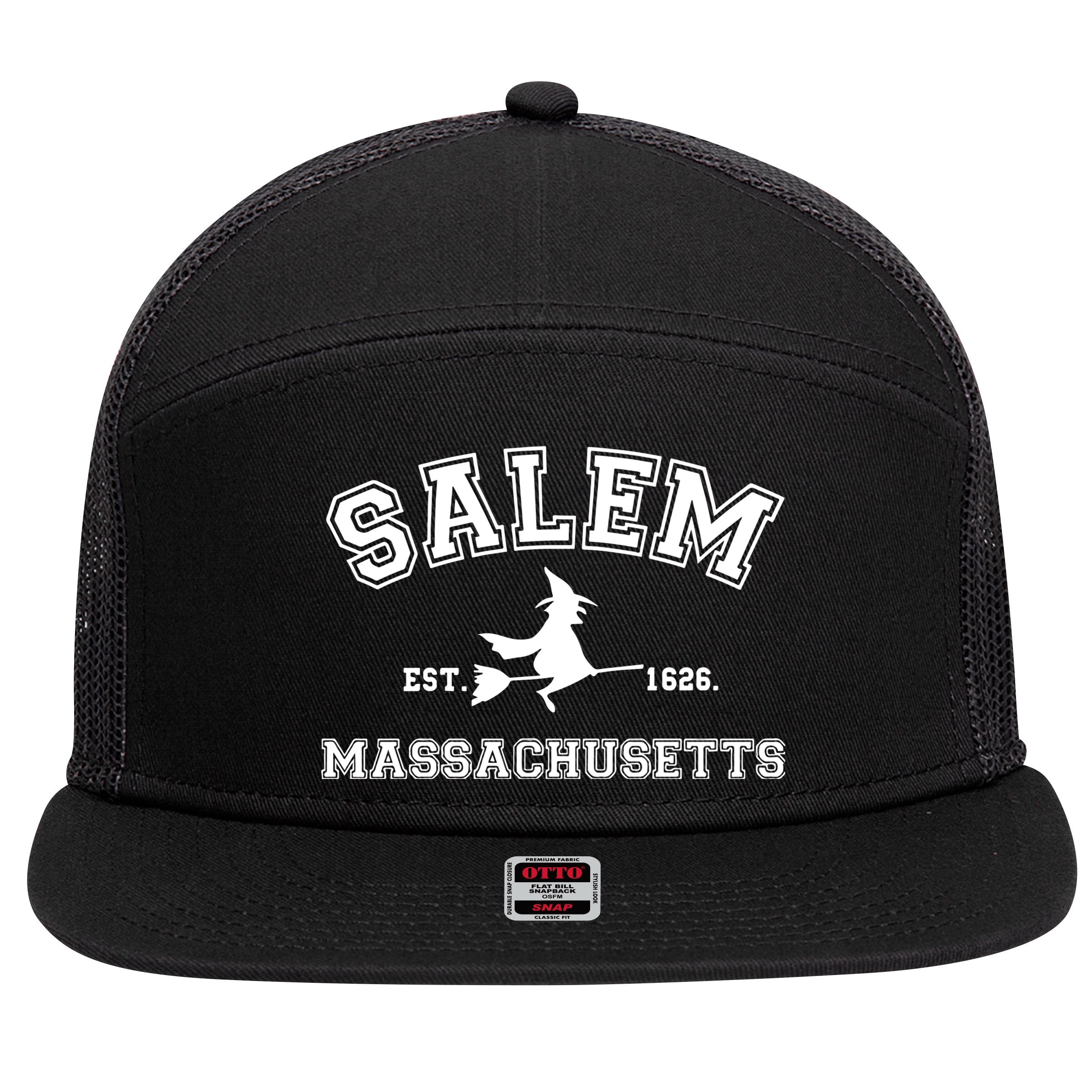 Salem Massachusetts Cute Halloween 7 Panel Mesh Trucker Snapback Hat