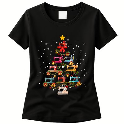 Sewing Machine Christmas Tree Christmas Ornament Womens T-Shirt
