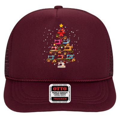 Sewing Machine Christmas Tree Christmas Ornament High Crown Mesh Back Trucker Hat