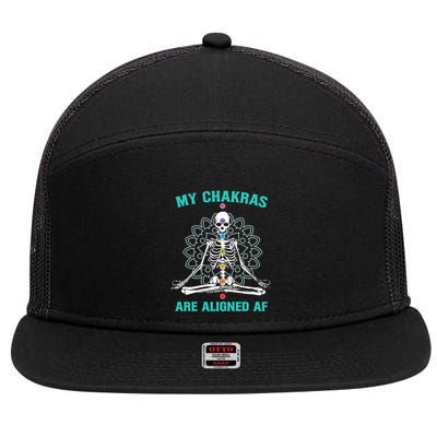 Skeleton My Chakras Are Aligned Af 7 Panel Mesh Trucker Snapback Hat