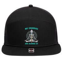 Skeleton My Chakras Are Aligned Af 7 Panel Mesh Trucker Snapback Hat