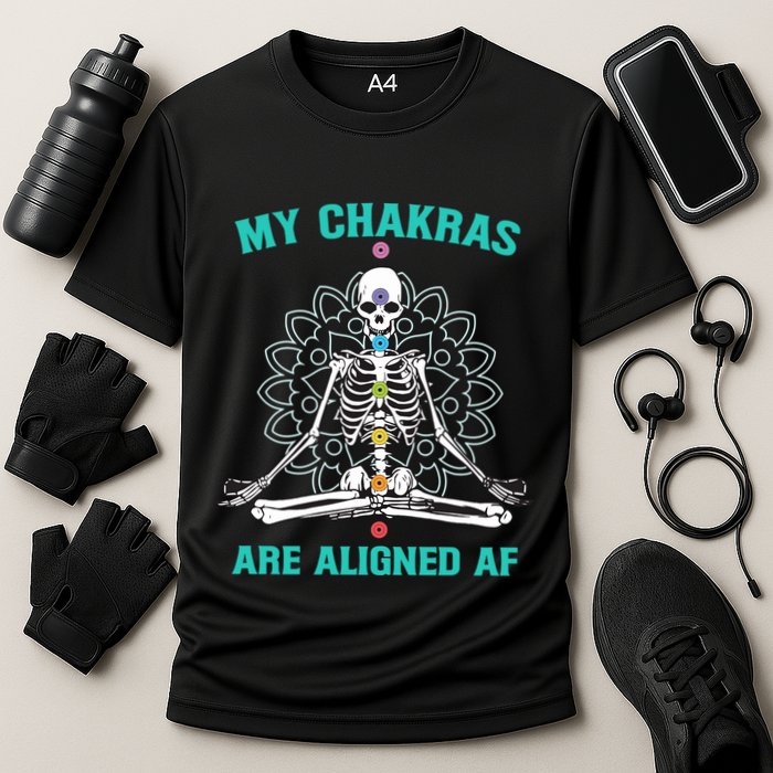 Skeleton My Chakras Are Aligned Af Performance Shirt