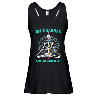 Skeleton My Chakras Are Aligned Af Ladies Essential Flowy Tank