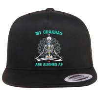 Skeleton My Chakras Are Aligned Af Flat Bill Trucker Hat