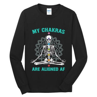 Skeleton My Chakras Are Aligned Af Tall Long Sleeve T-Shirt
