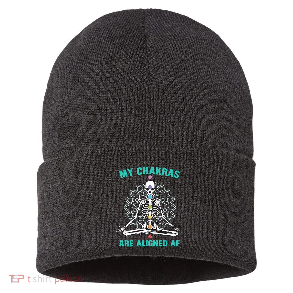 Skeleton My Chakras Are Aligned Af Sustainable Knit Beanie