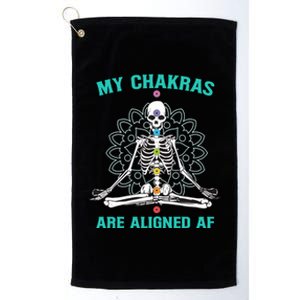 Skeleton My Chakras Are Aligned Af Platinum Collection Golf Towel