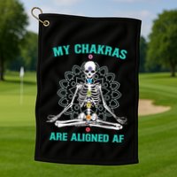 Skeleton My Chakras Are Aligned Af Golf Towel