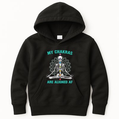 Skeleton My Chakras Are Aligned Af Kids Hoodie
