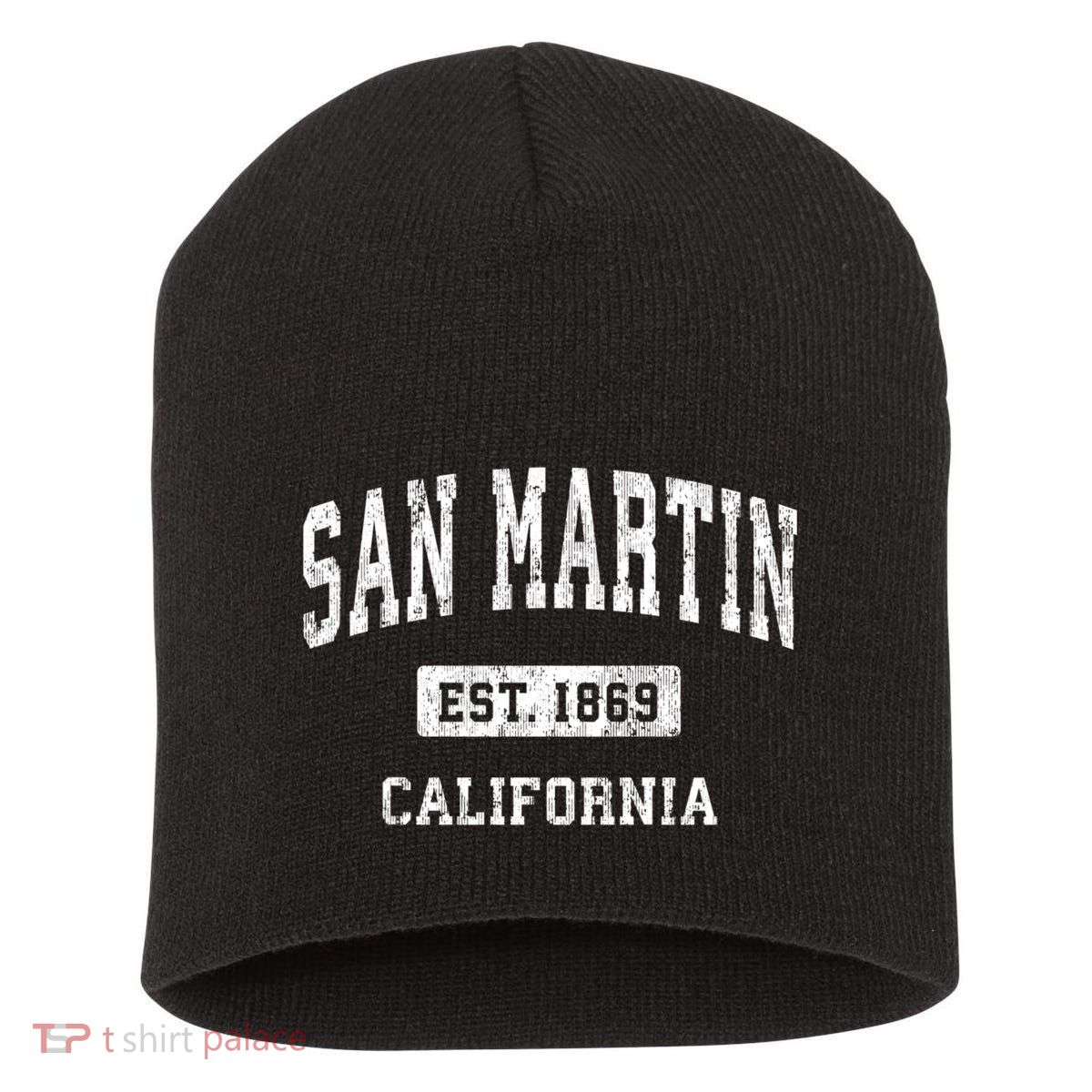 San Martin California Ca Vintage Athletic Sports Short Acrylic Beanie