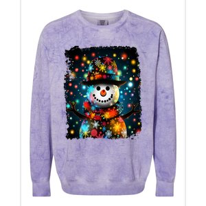 Snowman Merry Christmas Lights Colorblast Crewneck Sweatshirt