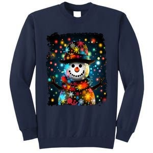 Snowman Merry Christmas Lights Tall Sweatshirt