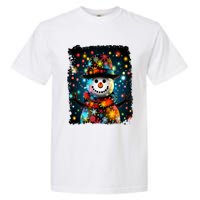 Snowman Merry Christmas Lights Garment-Dyed Heavyweight T-Shirt