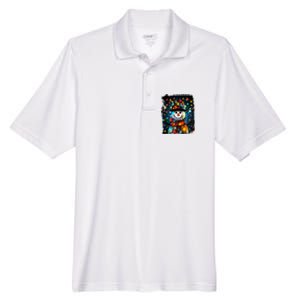 Snowman Merry Christmas Lights Men's Origin Performance Pique Polo