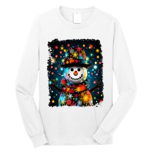 Snowman Merry Christmas Lights Long Sleeve Shirt