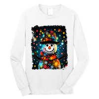 Snowman Merry Christmas Lights Long Sleeve Shirt