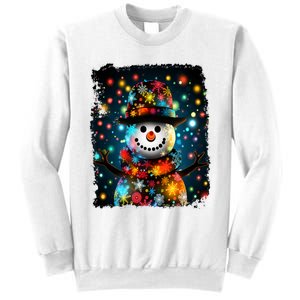 Snowman Merry Christmas Lights Sweatshirt