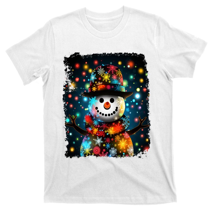 Snowman Merry Christmas Lights T-Shirt