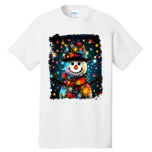 Snowman Merry Christmas Lights Tall T-Shirt