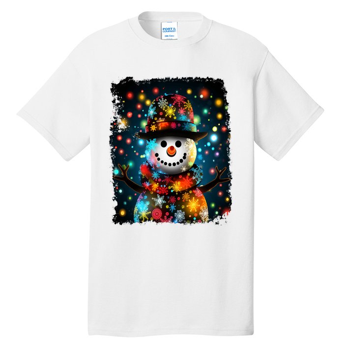 Snowman Merry Christmas Lights Tall T-Shirt