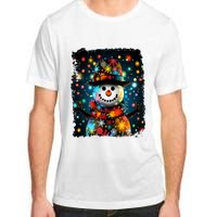 Snowman Merry Christmas Lights Adult ChromaSoft Performance T-Shirt