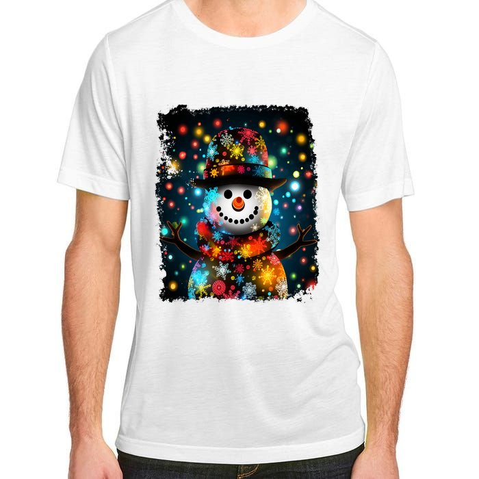 Snowman Merry Christmas Lights Adult ChromaSoft Performance T-Shirt