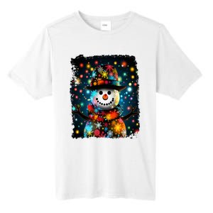 Snowman Merry Christmas Lights Tall Fusion ChromaSoft Performance T-Shirt