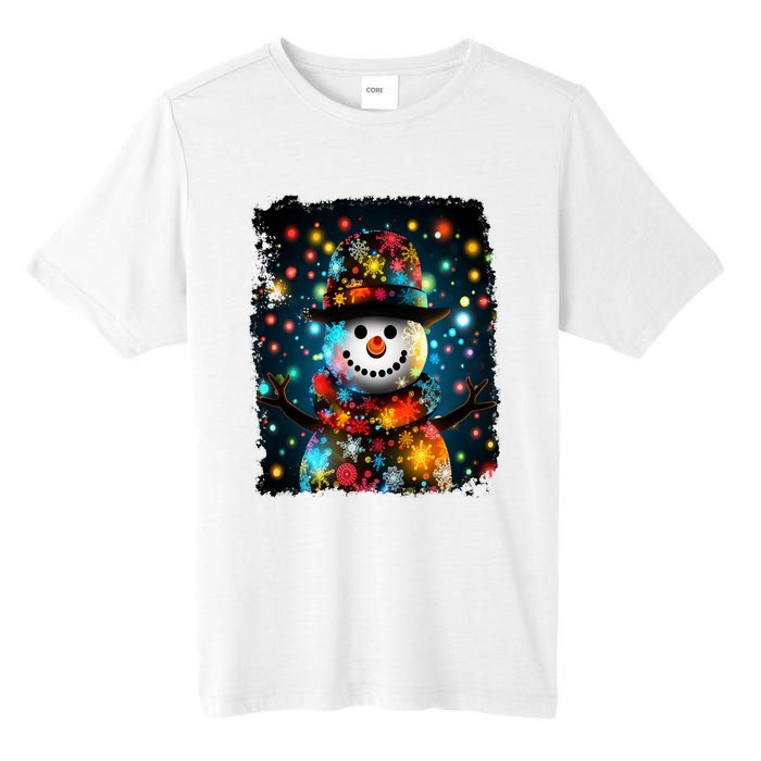 Snowman Merry Christmas Lights Tall Fusion ChromaSoft Performance T-Shirt