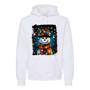 Snowman Merry Christmas Lights Premium Hoodie