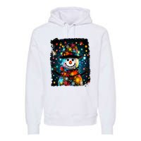 Snowman Merry Christmas Lights Premium Hoodie