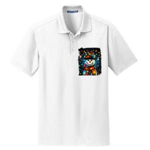 Snowman Merry Christmas Lights Dry Zone Grid Polo