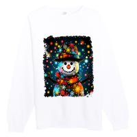 Snowman Merry Christmas Lights Premium Crewneck Sweatshirt